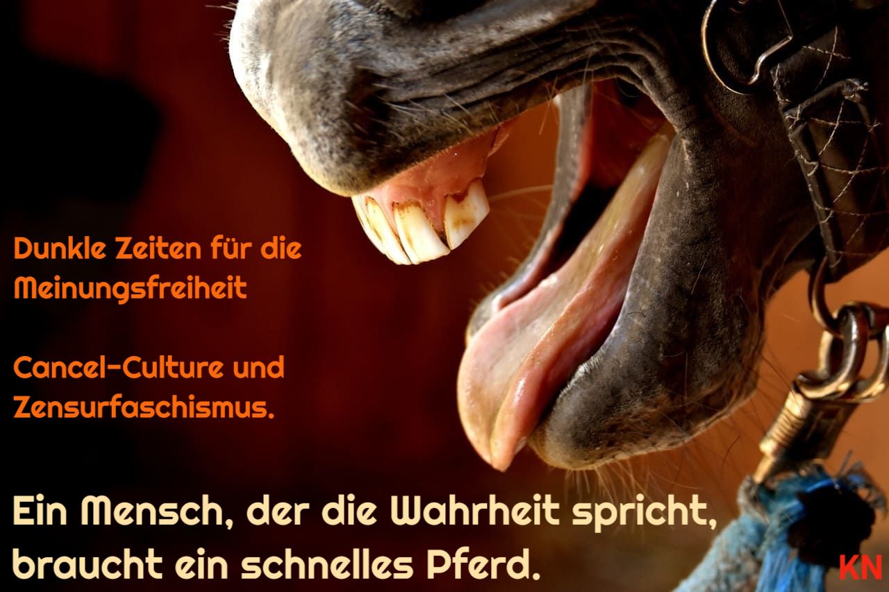Meinungsfreiheit-Ein-Mann-der-die-Wahrheit-spricht-braucht-ein-schnelles-Pferd-Konformitaetsdruck-Repressalien-Meinungsintoleranz-Zensur-Zensurfaschismus-Kritisches-Netzwerk